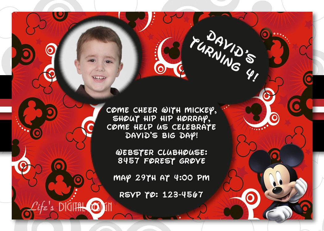 Mickey Mouse First Birthday Party Invitation Wording â Birthday